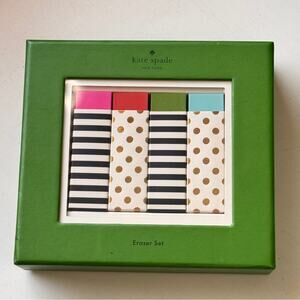 Kate Spade Stationery School Supplies  Eraser Set with Stripes and Polka Dots